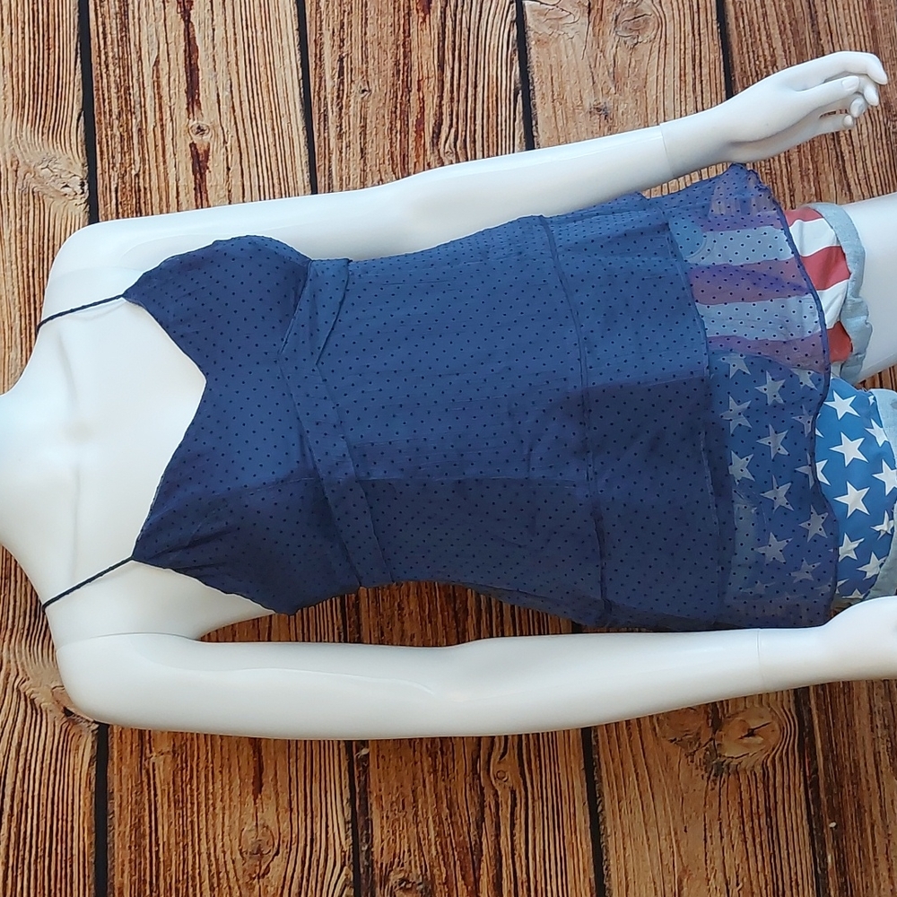 AEO Tier Strap Navy Blue Cami Top American Eagle S Small